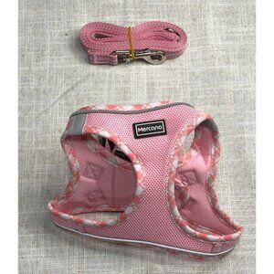 Adjustable Pink Pet Harness With Leash Set Small Dog/Cat Mesh Reflective Trim Co